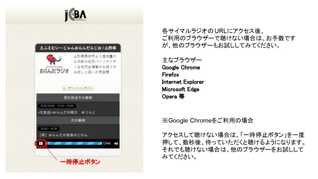 ラジオが聴けない場合